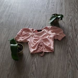 Rebdolls Peachy Pink Cinch Tie Crop Top